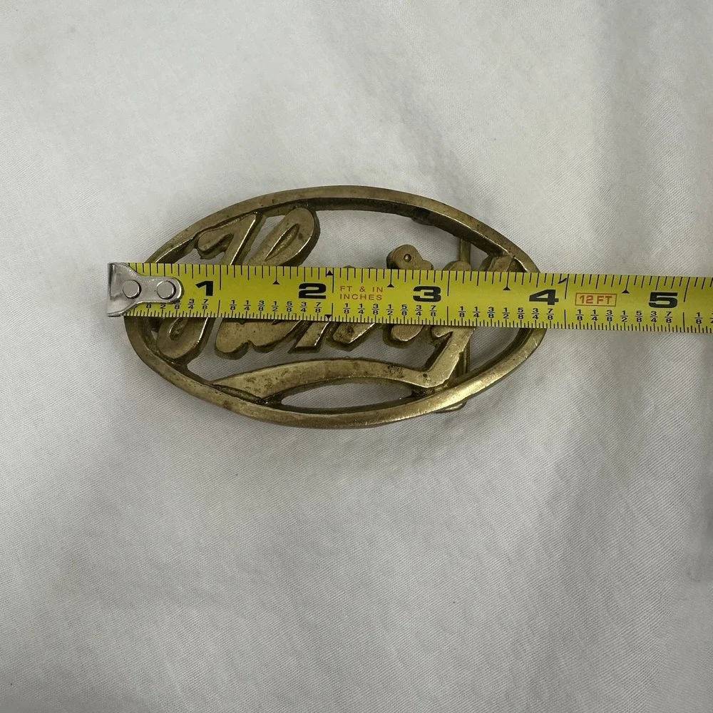 Henry - Brass Oval Belt Buckle Name In Cursive Marked Solid Brass‎ Taiwan